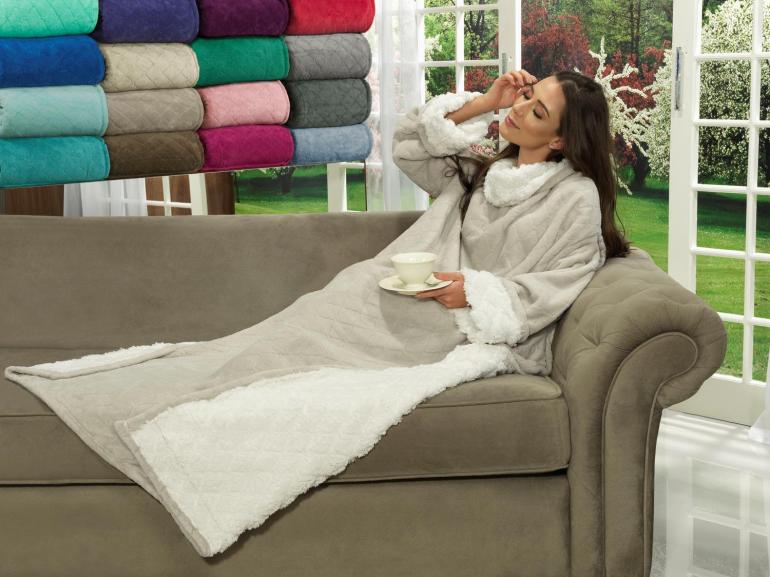 composto por 1 cobertor com mangas de tv e sofa avulsa com efeito pele de carneiro sherpa 1 35x1 70m uma face e plush que e o tecido de manta de
